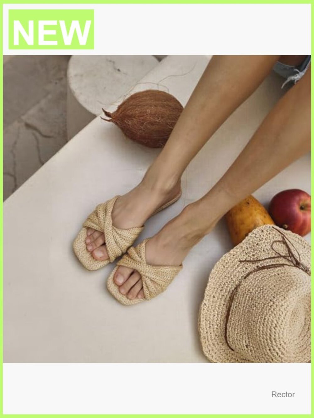 Women's Straw Woven Braided Twist Slide Sandals - Picture 2 of 7